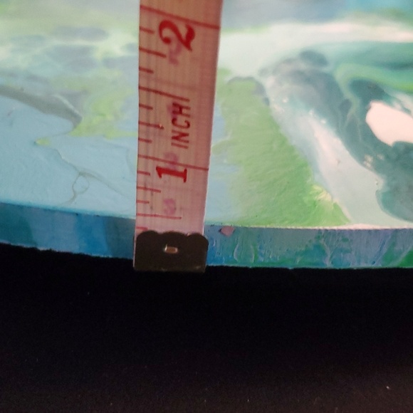 18" Circular Hand-Painted Wall Clock, Green tones, White, minimalis… - Picture 5 of 7